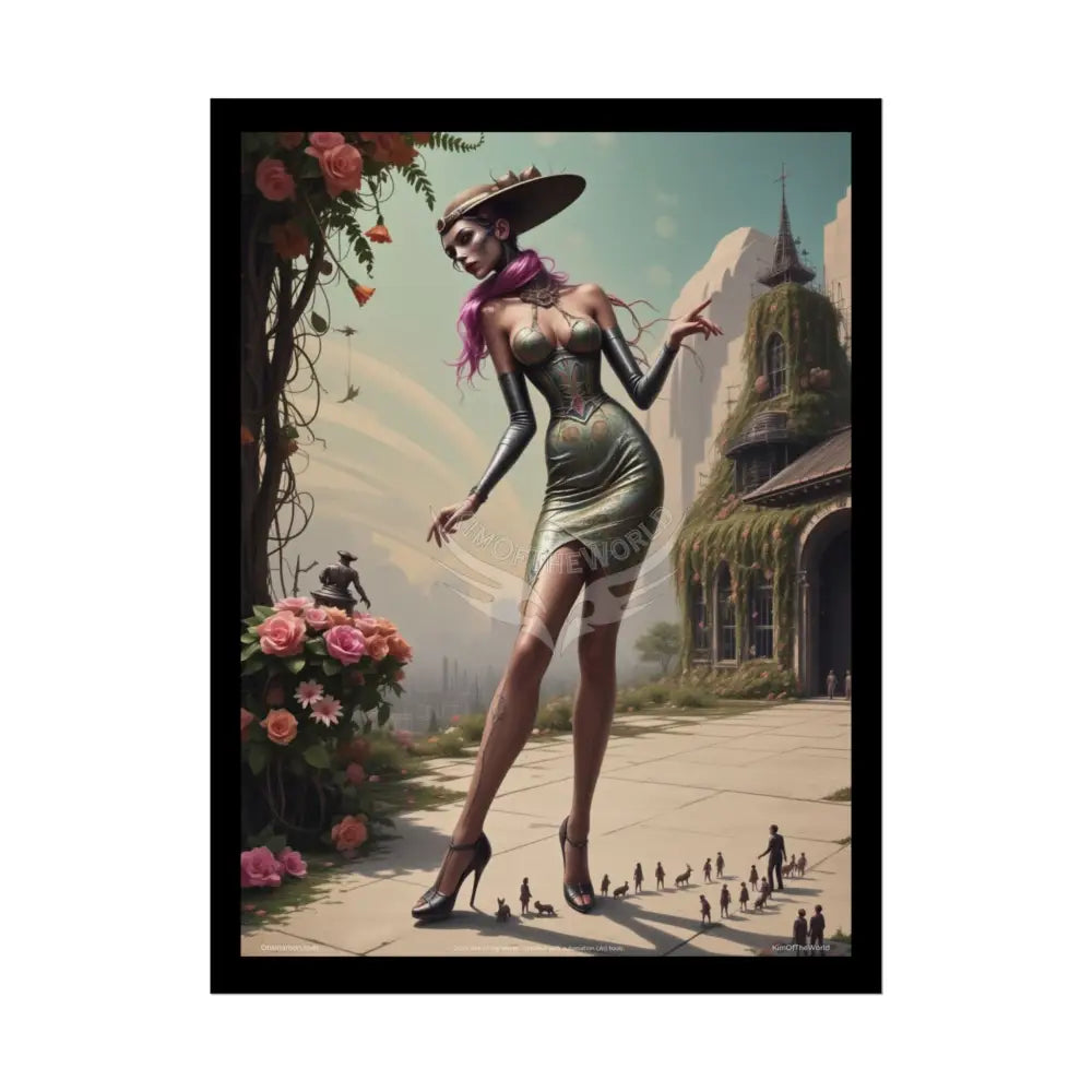 ’Cat Ladies are Still Hot’ Weird Steampunk Giantess Sexy Fashion Cosplay Giant CatLady Portrait — Playful Art Print