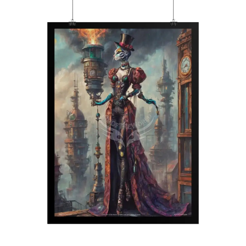 ’Cat Ladies are Still Hot’ Weird Steampunk Giantess Sexy Fashion Cosplay Giant CatLady Portrait — Playful Art Print