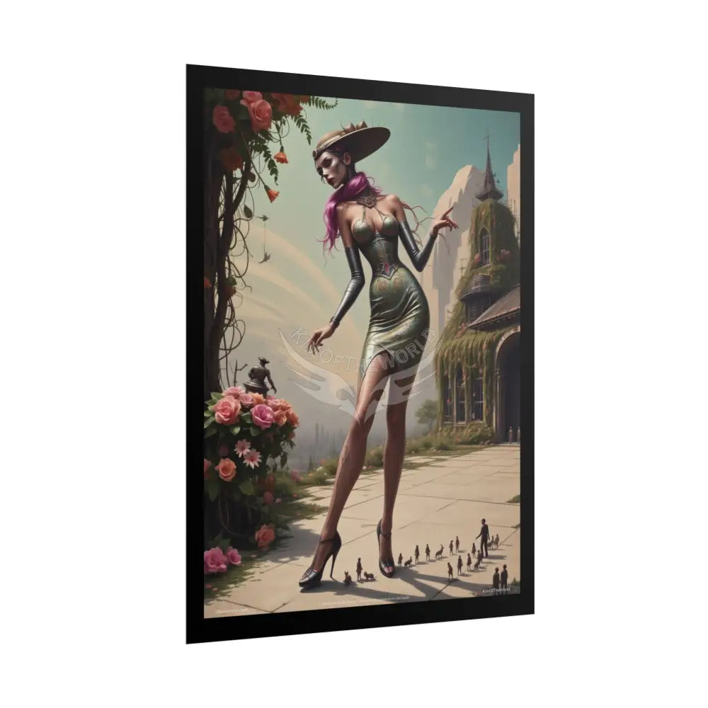 ’Cat Ladies are Still Hot’ Weird Steampunk Giantess Sexy Fashion Cosplay Giant CatLady Portrait — Playful Art Print
