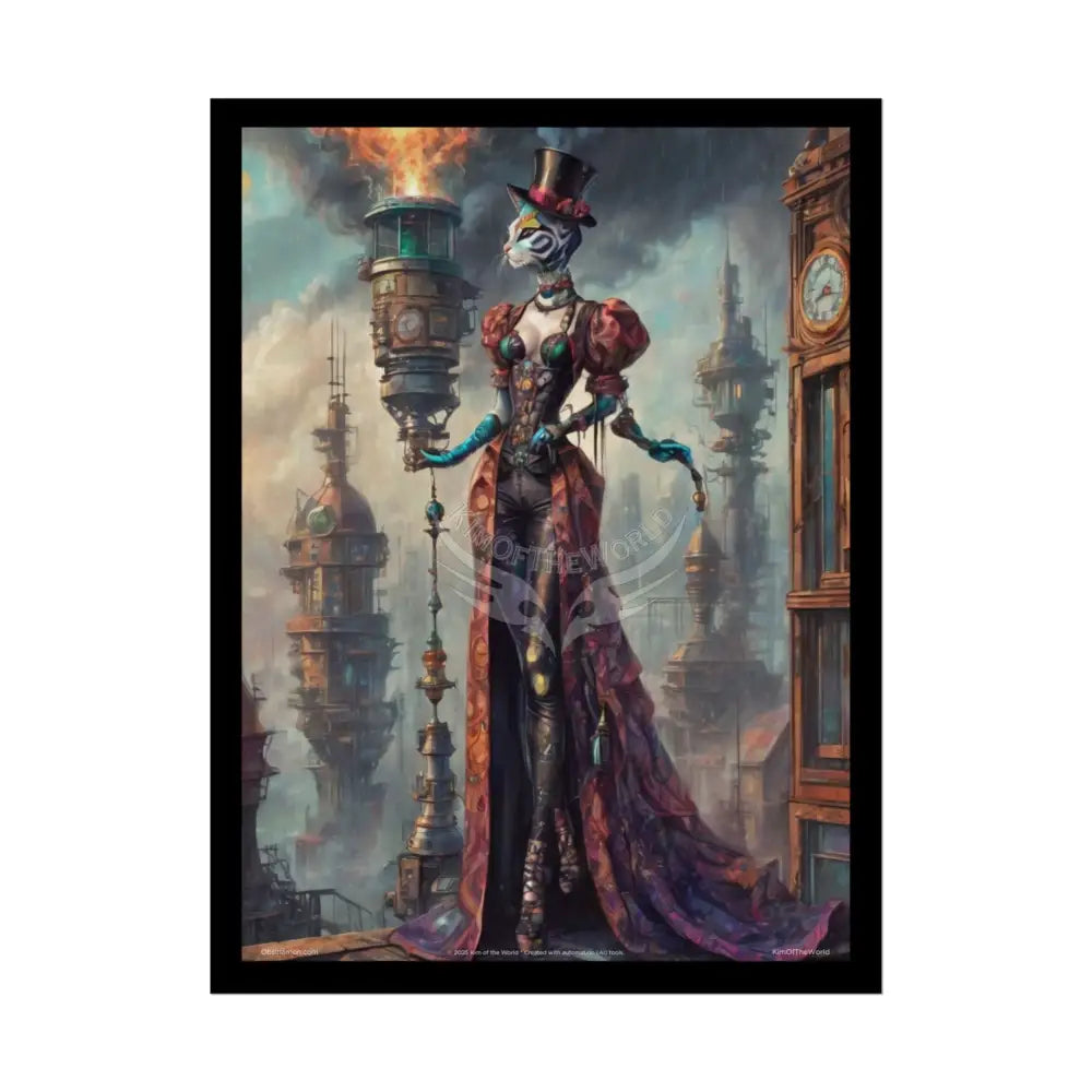 ’Cat Ladies are Still Hot’ Weird Steampunk Giantess Sexy Fashion Cosplay Giant CatLady Portrait — Playful Art Print