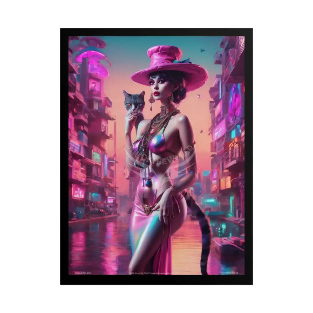 ’Cat Ladies are Still Hot’ Weird Vaporwave Sexy Fashion Cosplay Giant CatLady Portrait — Playful Art Print Pushing