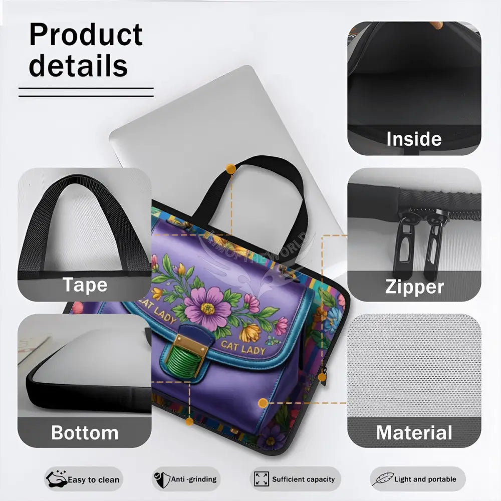 Cat Lady 3D Handbag Laptop Bag Computer Bag
