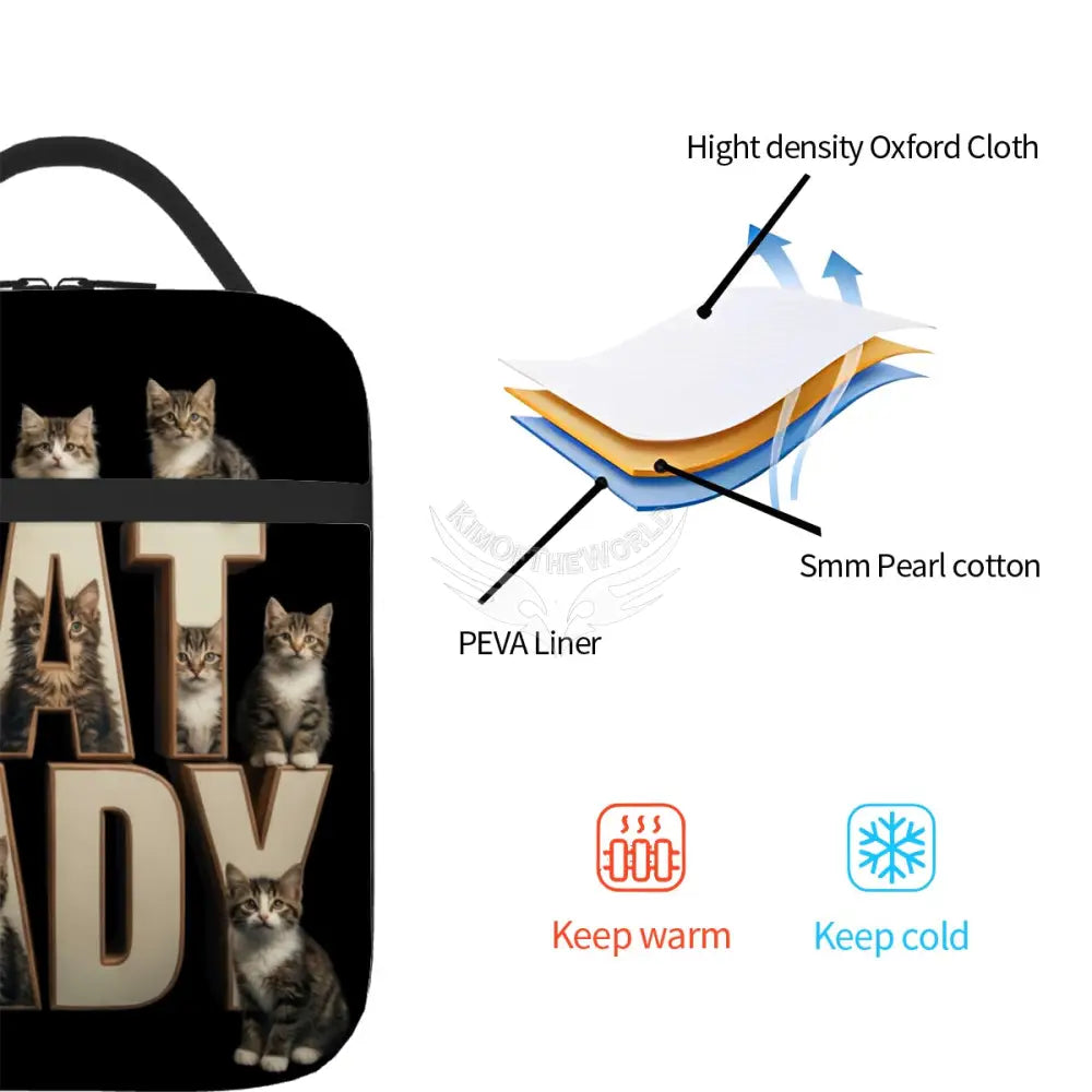 Cat Lady 3D Lunch Bag One Size Lunch Bag