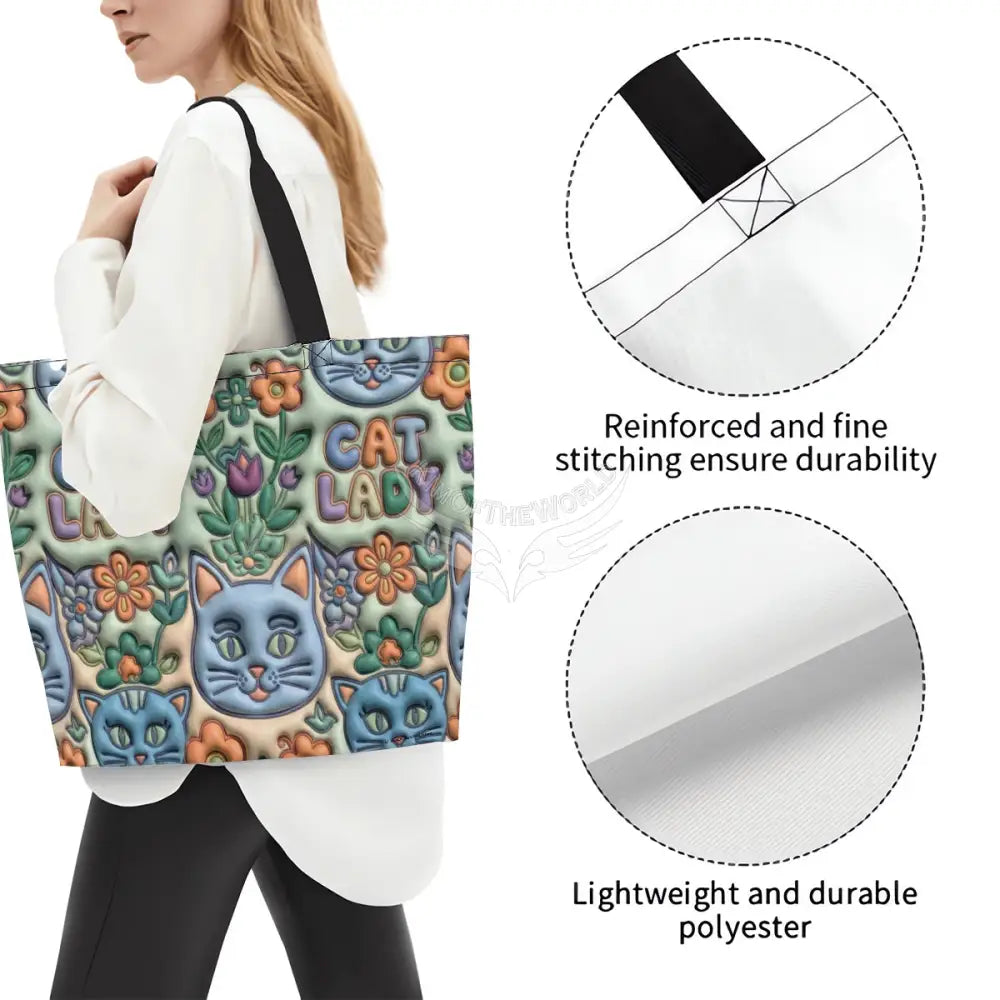 Cat Lady 3D Print Women’s Large Capacity Shoulder Bag 19.7’’x15.7’’x5.9’’ Handbag