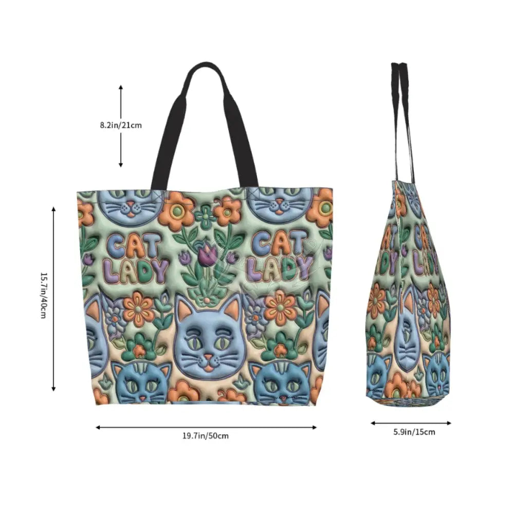 Cat Lady 3D Print Women’s Large Capacity Shoulder Bag 19.7’’x15.7’’x5.9’’ Handbag
