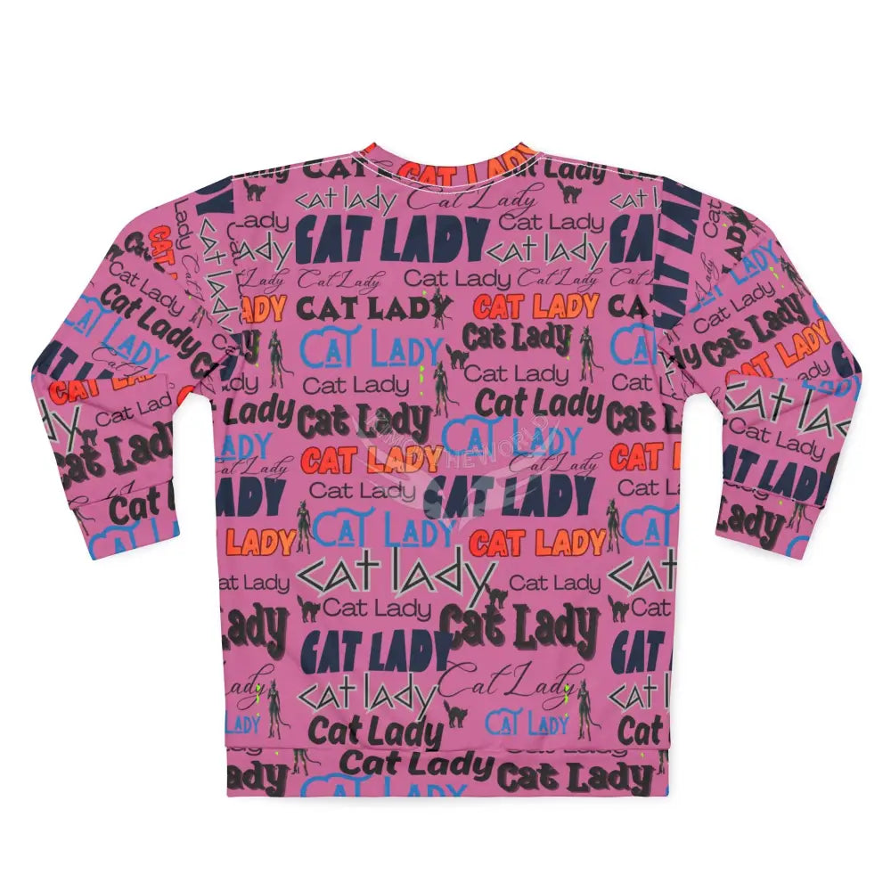 ’Cat Lady’ All-Over Print Sweatshirt — Pink Patterned Cozy Pullover for Cat Lovers L All Over Prints