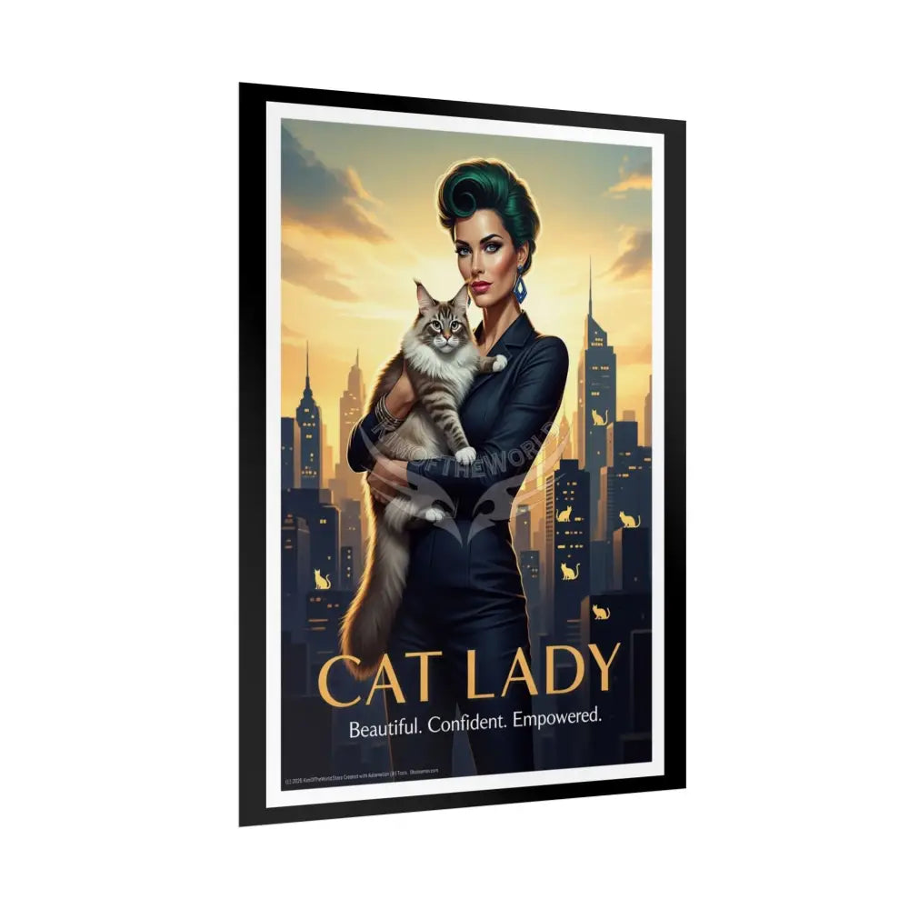 ’Cat Lady: Beautiful Confident Empowered’ - Change the Narrative Retro Faux Movie Poster - Rolled Poster Poster
