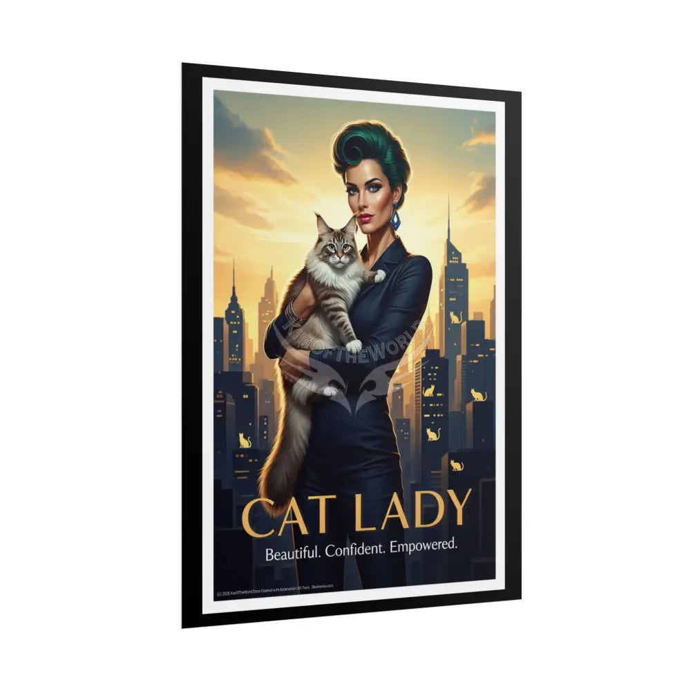 ’Cat Lady: Beautiful Confident Empowered’ - Change the Narrative Retro Faux Movie Poster - Rolled Poster Poster