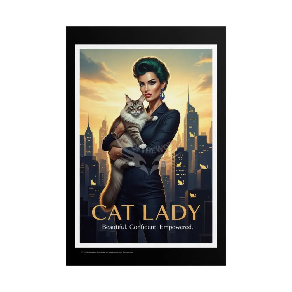 ’Cat Lady: Beautiful Confident Empowered’ - Change the Narrative Retro Faux Movie Poster - Rolled Poster Poster
