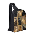 Cat Lady Beige & Black Print Double Layer CrossBody Bag Chest Bag One Size Satchel
