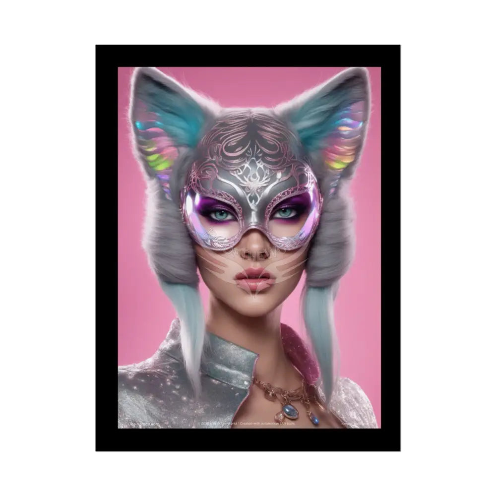Cat Lady Cosplay Colorful Funky Kitty Meow Portraits (Rolled Posters) 18″ x 24″ (Vertical) / Semi Glossy Poster