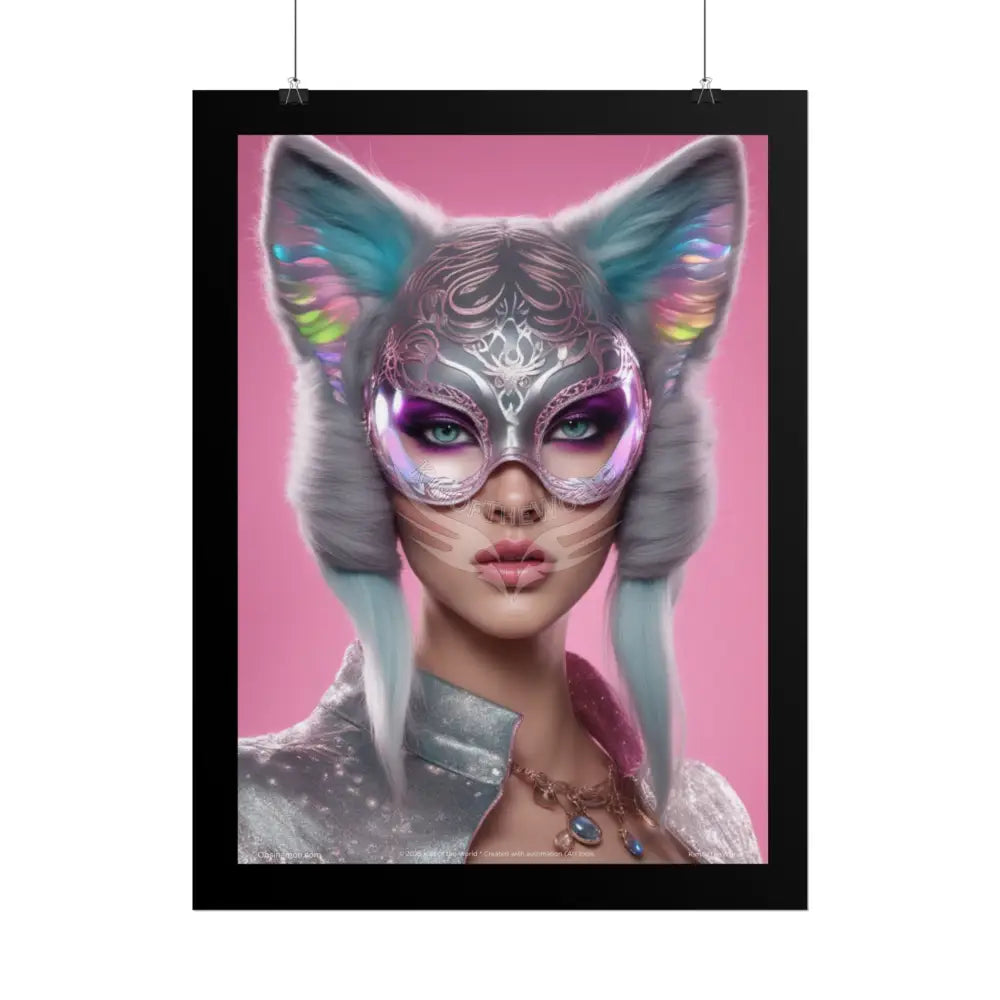Cat Lady Cosplay Colorful Funky Kitty Meow Portraits (Rolled Posters) Poster