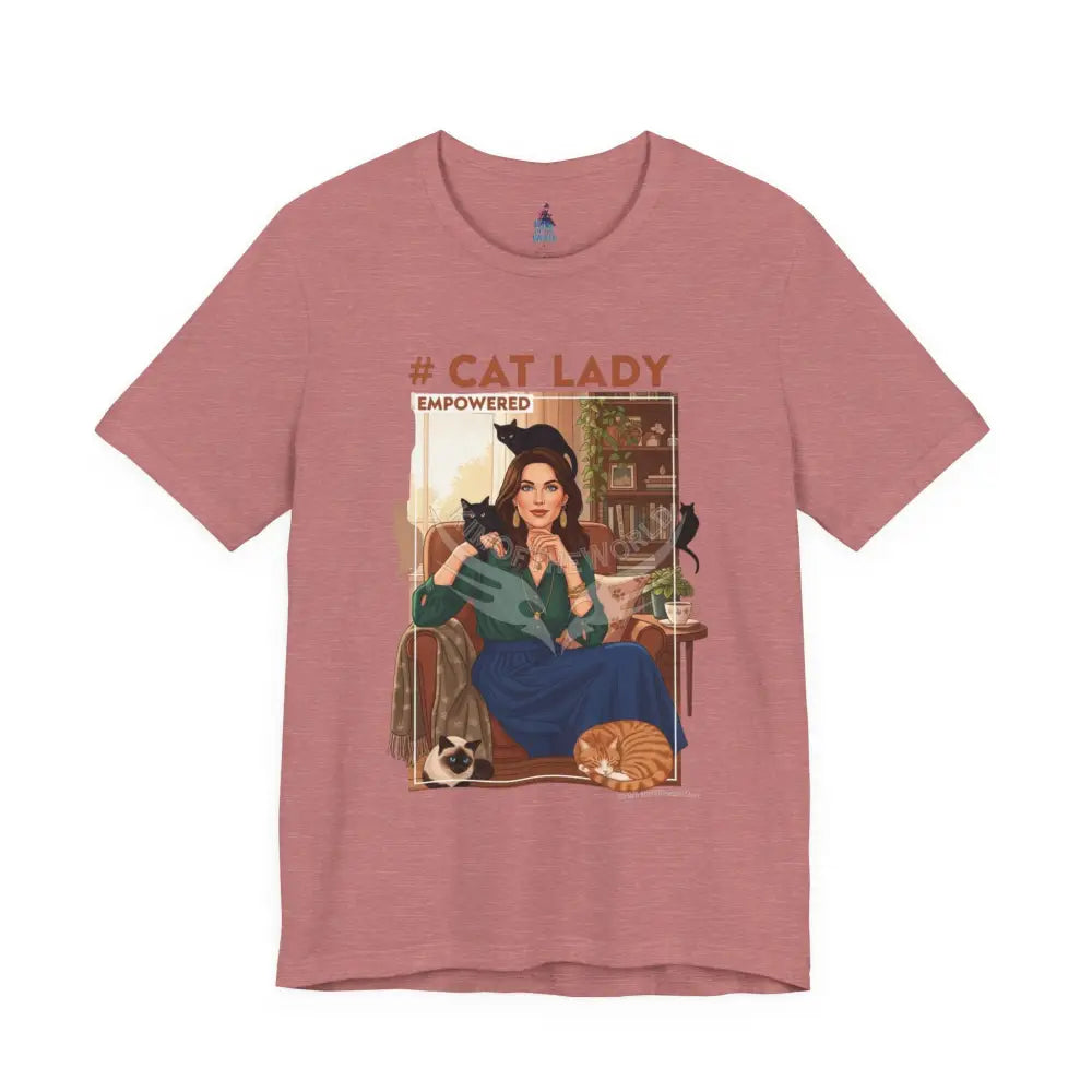 ’#Cat Lady - Empowered’ Tee — Cute Catgirl T-Shirt L / Heather Mauve T-Shirt