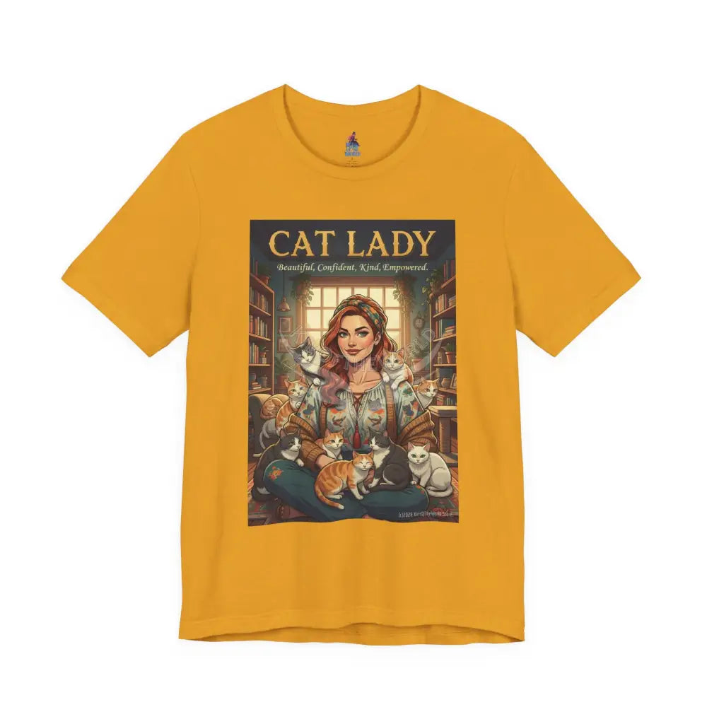 ’Cat Lady - Empowered’ Tee — Cute Catgirl T-Shirt L / Mustard T-Shirt