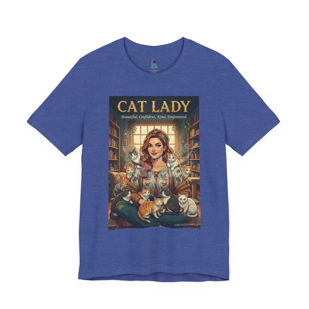 ’Cat Lady - Empowered’ Tee — Cute Catgirl T-Shirt M / Heather True Royal T-Shirt