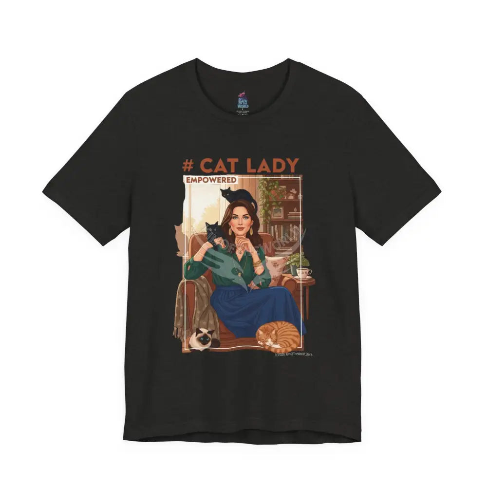 ’#Cat Lady - Empowered’ Tee — Cute Catgirl T-Shirt S / Black Heather T-Shirt