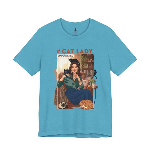 ’#Cat Lady - Empowered’ Tee — Cute Catgirl T-Shirt S / Heather Aqua T-Shirt