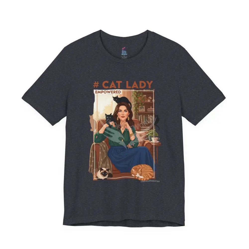 ’#Cat Lady - Empowered’ Tee — Cute Catgirl T-Shirt S / Heather Navy T-Shirt