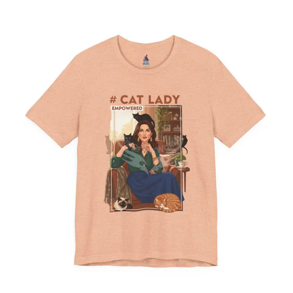 ’#Cat Lady - Empowered’ Tee — Cute Catgirl T-Shirt S / Heather Peach T-Shirt