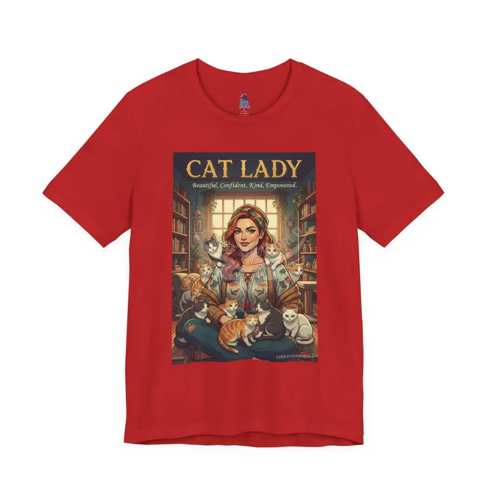 ’Cat Lady - Empowered’ Tee — Cute Catgirl T-Shirt S / Red T-Shirt