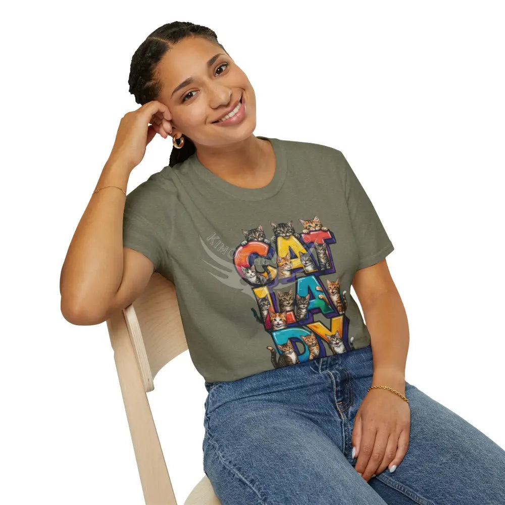 Cat Lady Graffiti Kitty Cats Cat Parent Tee - Softstyle T-Shirt T-Shirt