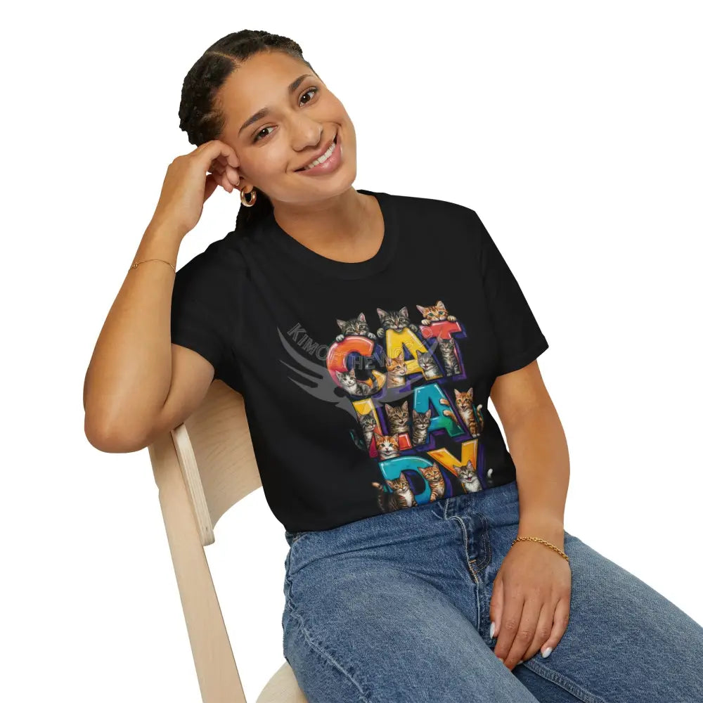 Cat Lady Graffiti Kitty Cats Cat Parent Tee - Softstyle T-Shirt T-Shirt