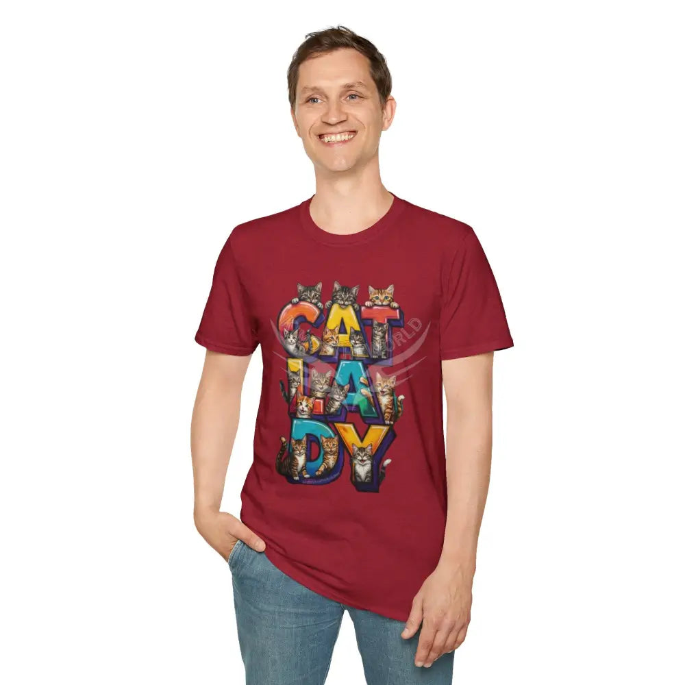 Cat Lady Graffiti Kitty Cats Cat Parent Tee - Softstyle T-Shirt Antique Cherry Red / S T-Shirt