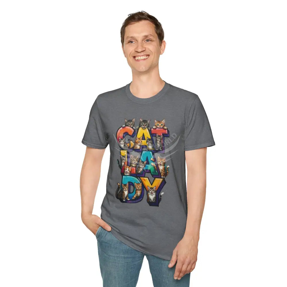 Cat Lady Graffiti Kitty Cats Cat Parent Tee - Softstyle T-Shirt Graphite Heather / S T-Shirt
