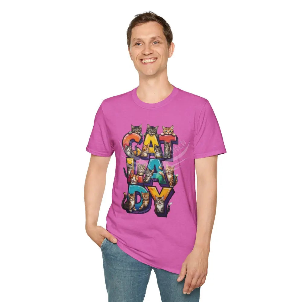Cat Lady Graffiti Kitty Cats Cat Parent Tee - Softstyle T-Shirt Heather Berry / S T-Shirt