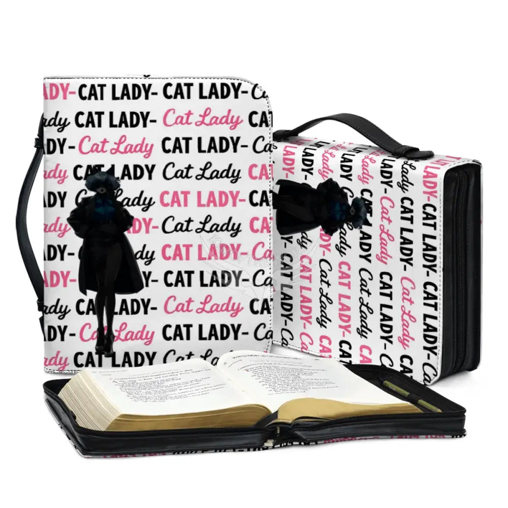 Cat Lady Leather Book/Bible Cover Storage Products