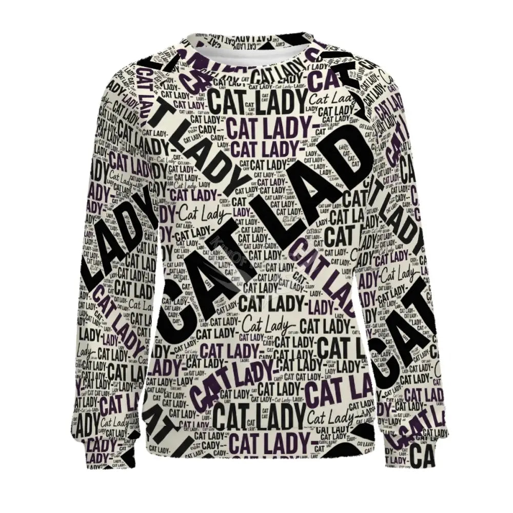 Cat Lady OP Newsprint Crewneck Sweatshirts Women Women’s Hoodies
