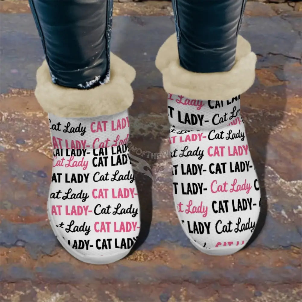 Cat Lady Pink and Black AOP Print Snow Boots Wear Accessories