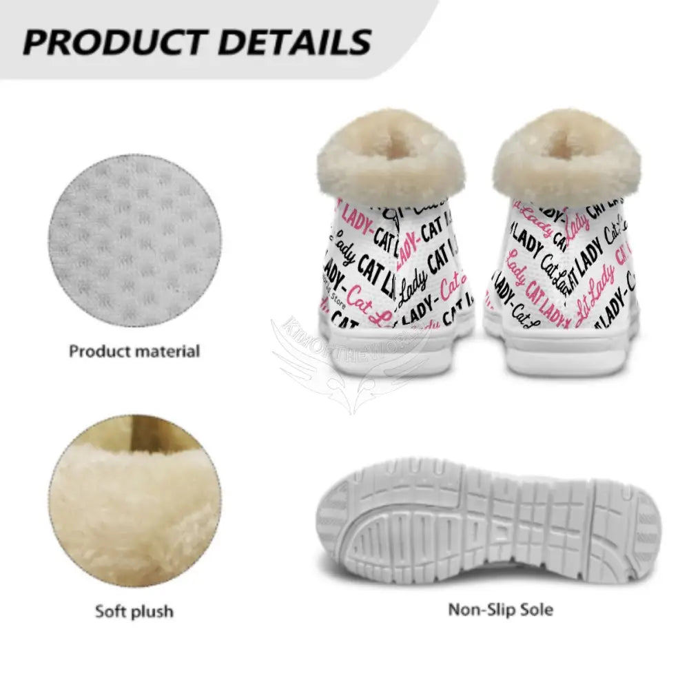 Cat Lady Pink and Black AOP Print Snow Boots Wear Accessories