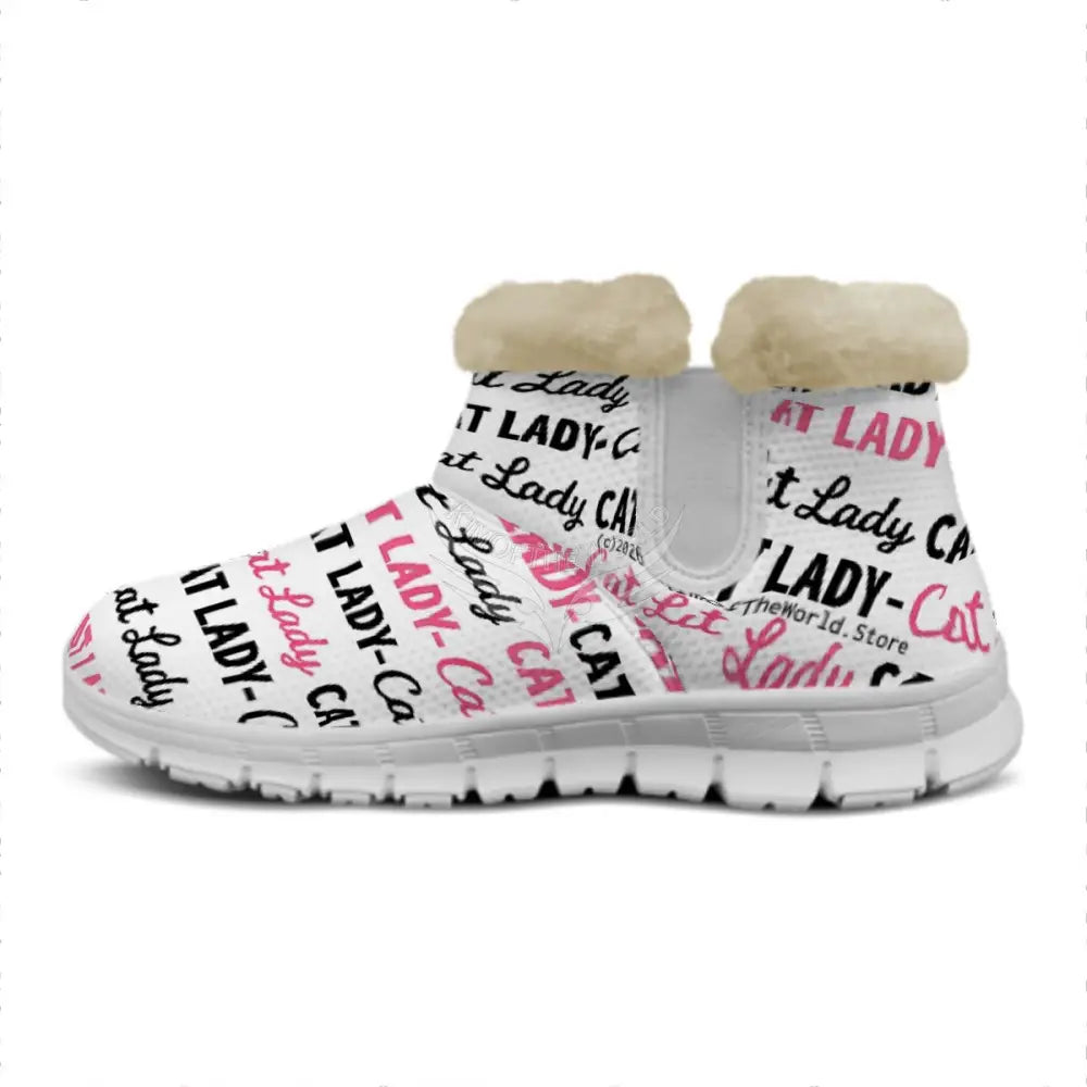 Cat Lady Pink and Black AOP Print Snow Boots Wear Accessories