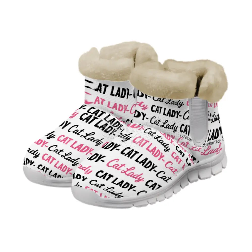 Cat Lady Pink and Black AOP Print Snow Boots White / 36 Wear Accessories