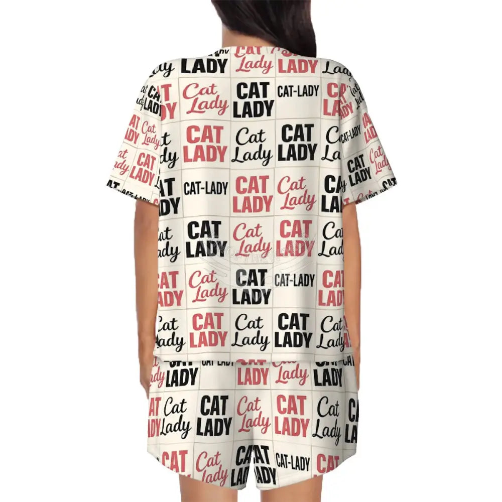 Cat Lady’ Print ’Pajama Sets for Women Crew Neck Short Sleeve Women’s Pajamas