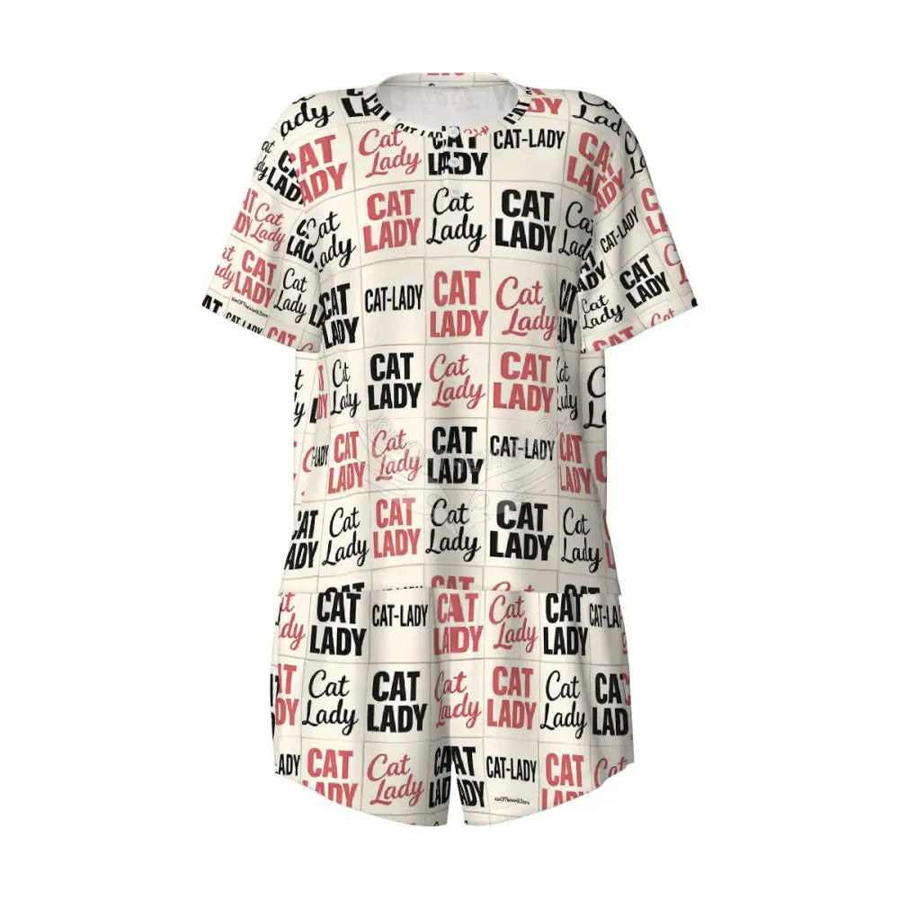Cat Lady’ Print ’Pajama Sets for Women Crew Neck Short Sleeve Women’s Pajamas