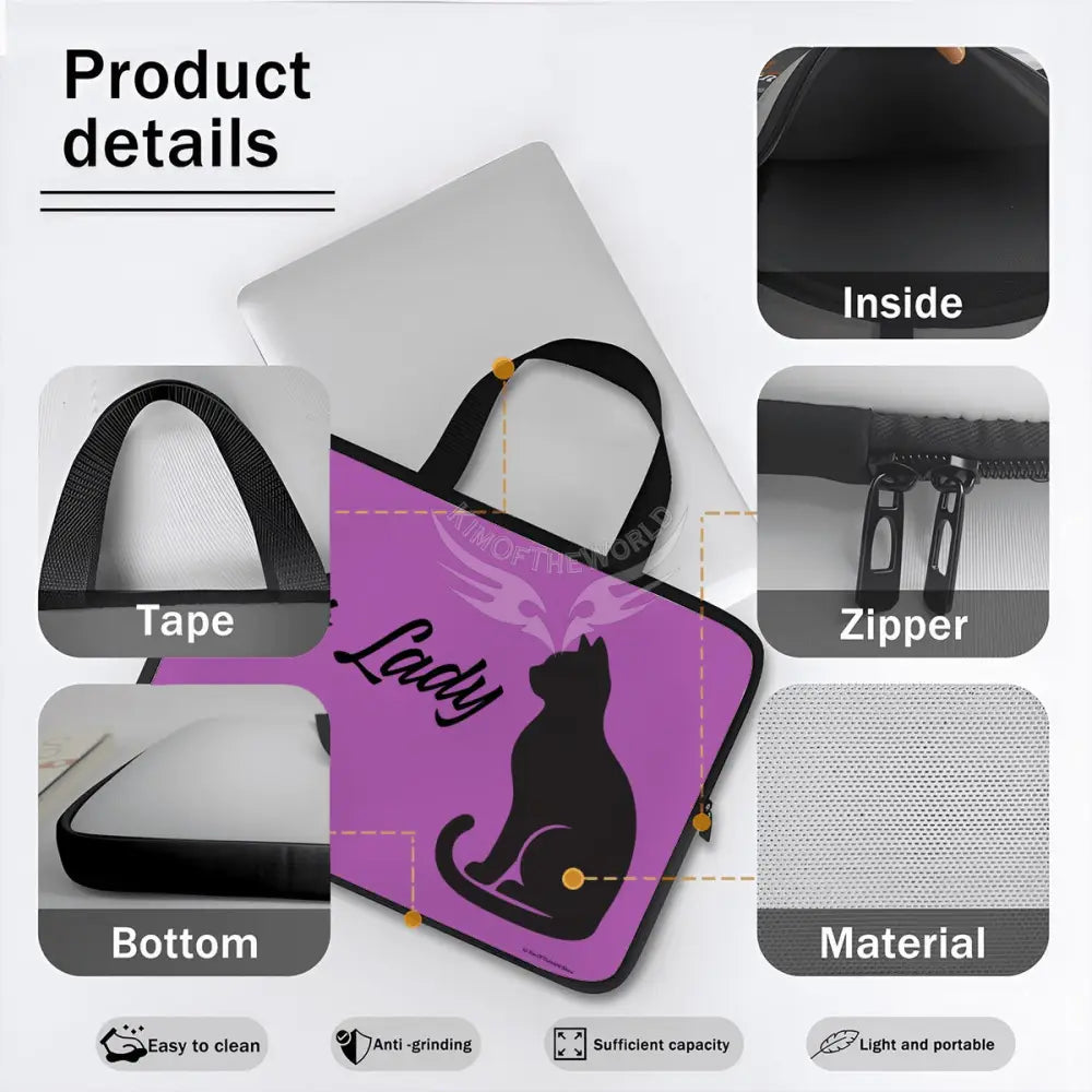 Cat Lady Silhouette Laptop Bag Computer Bag