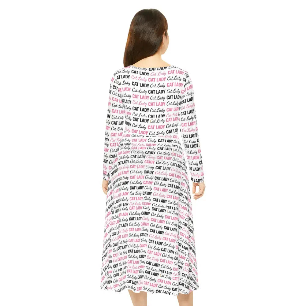 Cat Lady Wallpaper Print Dress – Women’s Long Sleeve AOP All Over Prints