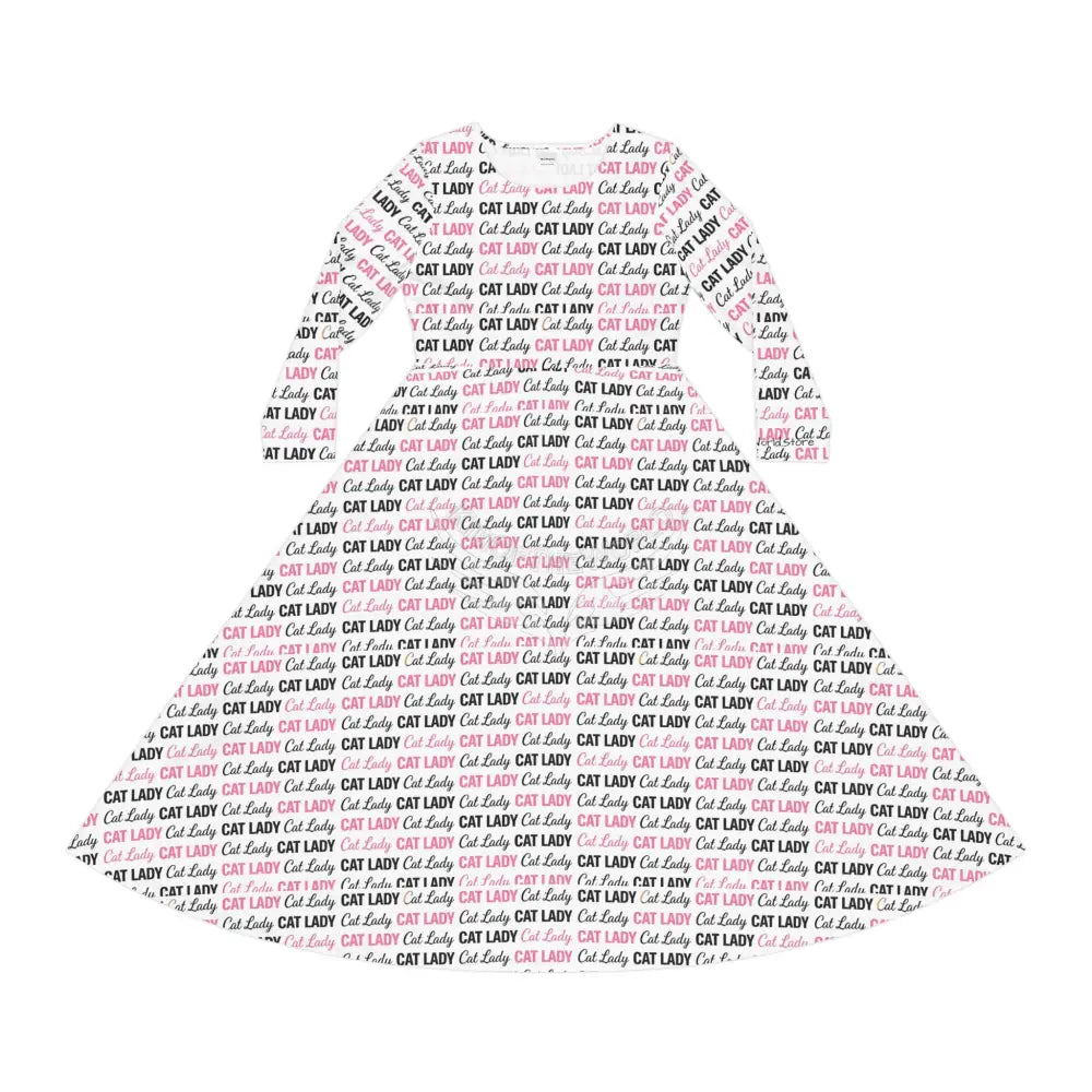 Cat Lady Wallpaper Print Dress – Women’s Long Sleeve AOP All Over Prints