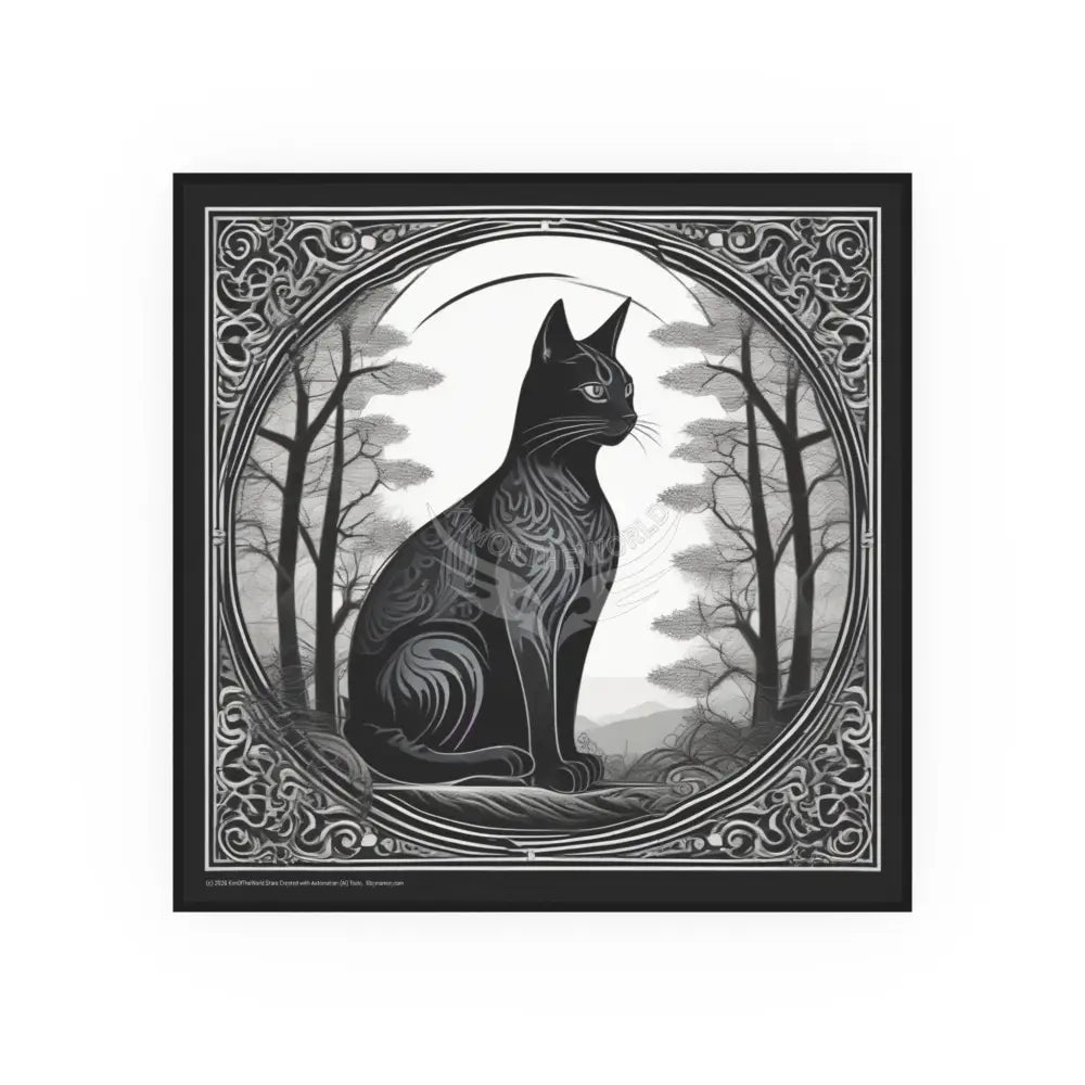 Cat Logo Art Nouveau Poster — Satin & Archival Matte Prints 12’’ x 12’’ / Satin Poster