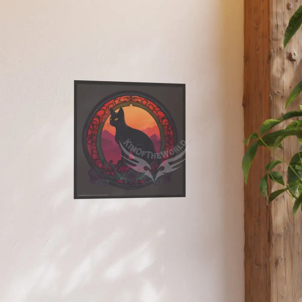 Cat Logo Art Nouveau Poster — Satin & Archival Matte Prints Poster