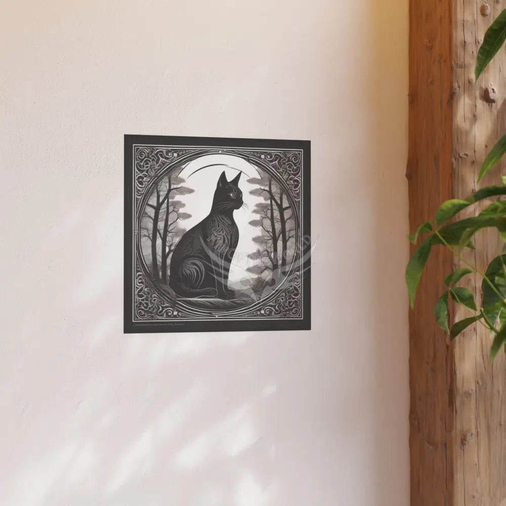 Cat Logo Art Nouveau Poster — Satin & Archival Matte Prints Poster