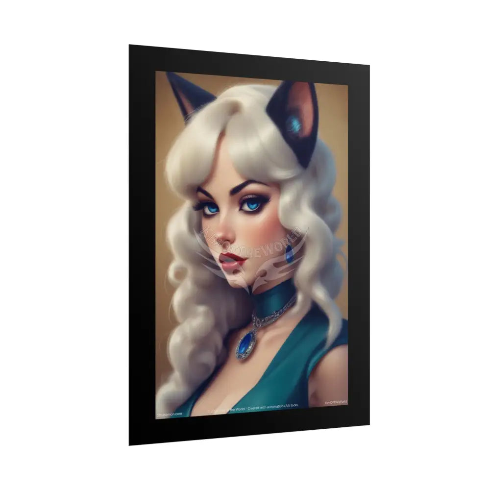 Cat Portrait Poster — Cute Piercing Blue-Eyed Feline Art Print Poster