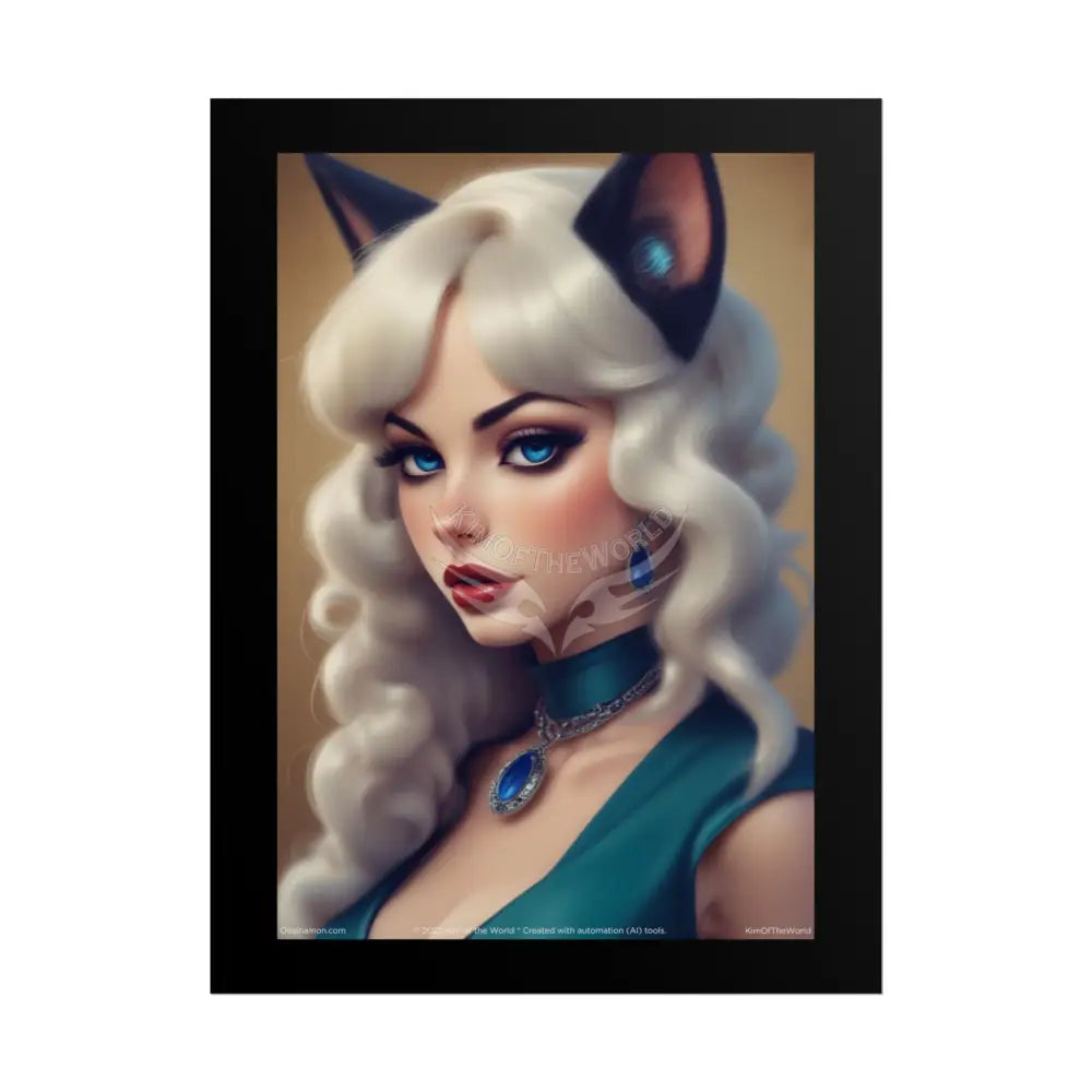 Cat Portrait Poster — Cute Piercing Blue-Eyed Feline Art Print 18″ x 24″ (Vertical) / Matte Poster