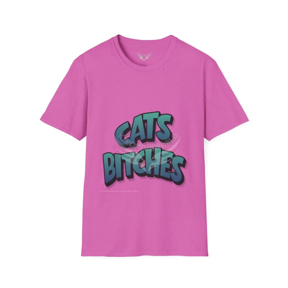 ’Cats Bitches’ Cat Lady Kitty Parent Tee - Softstyle T-Shirt Heather Berry / S T-Shirt