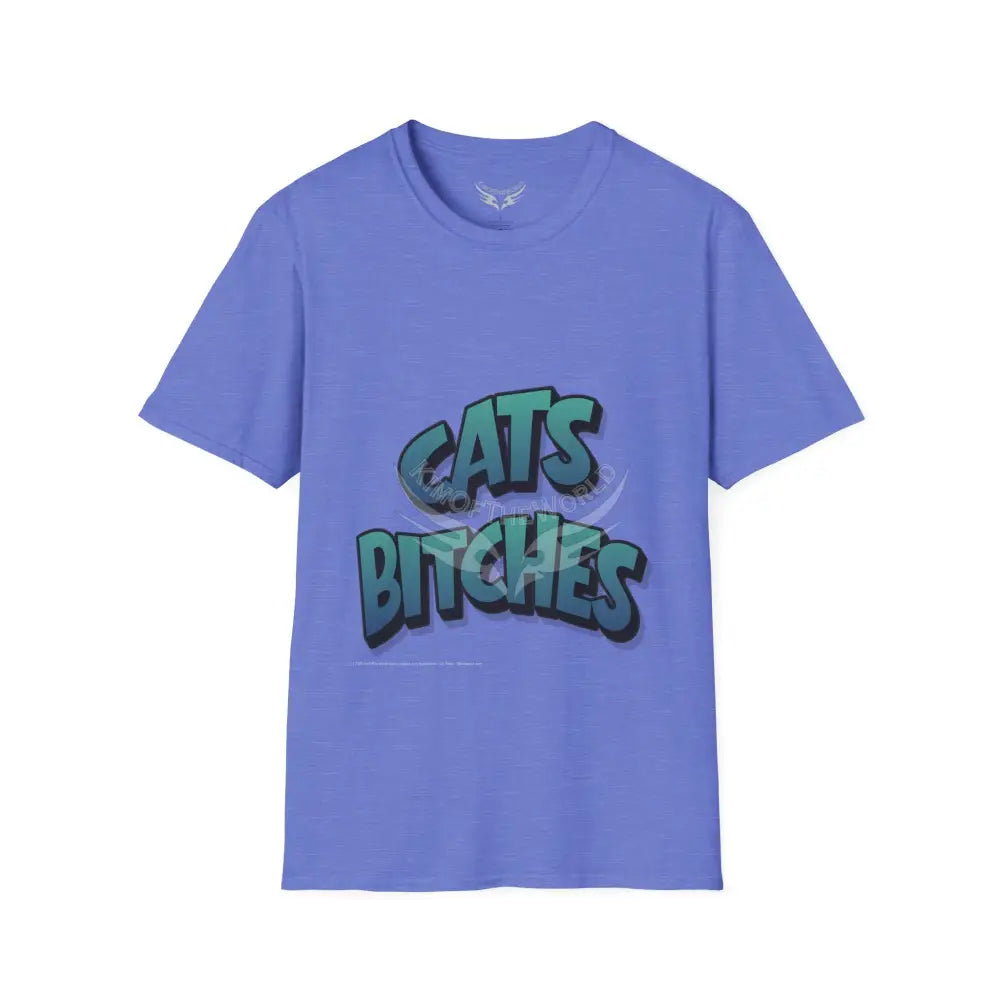 ’Cats Bitches’ Cat Lady Kitty Parent Tee - Softstyle T-Shirt Heather Royal / XS T-Shirt