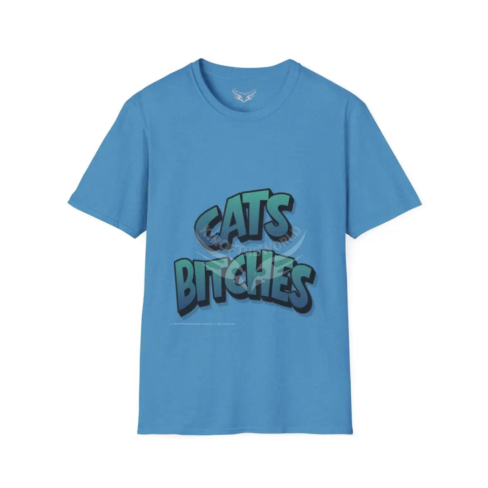 ’Cats Bitches’ Cat Lady Kitty Parent Tee - Softstyle T-Shirt Heather Sapphire / S T-Shirt