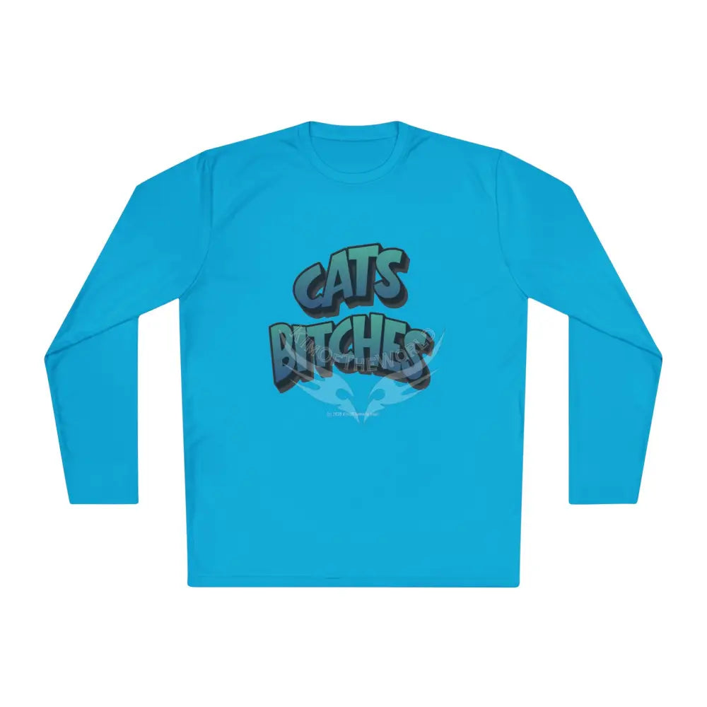 ’Cats Bitches’ - Long Sleeve Tee Cat Lovers Gift Merch - Cat Lady CatDad Atomic Blue / XS Long-sleeve