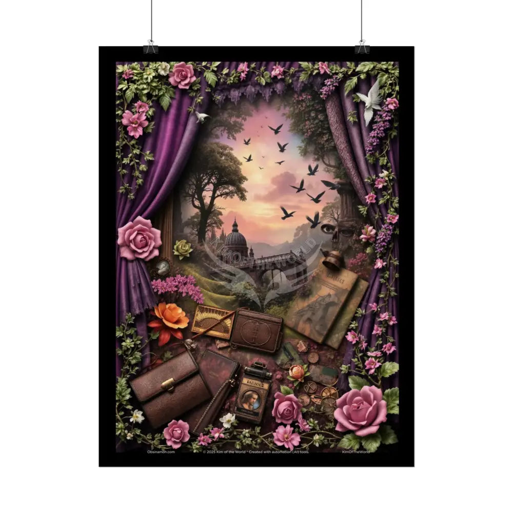 Celestial Gothic Magic Mashup Floral Art Poster — Surreal Blender Sculpture Print Poster